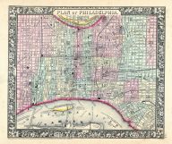 Philadelphia, World Atlas 1864 Mitchells New General Atlas